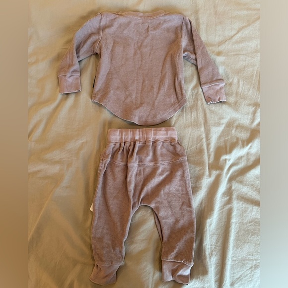Excellent Condition Little Bipsy Waffle Top and Jogger - Thistle 6-12 Mth - Picture 3 of 8